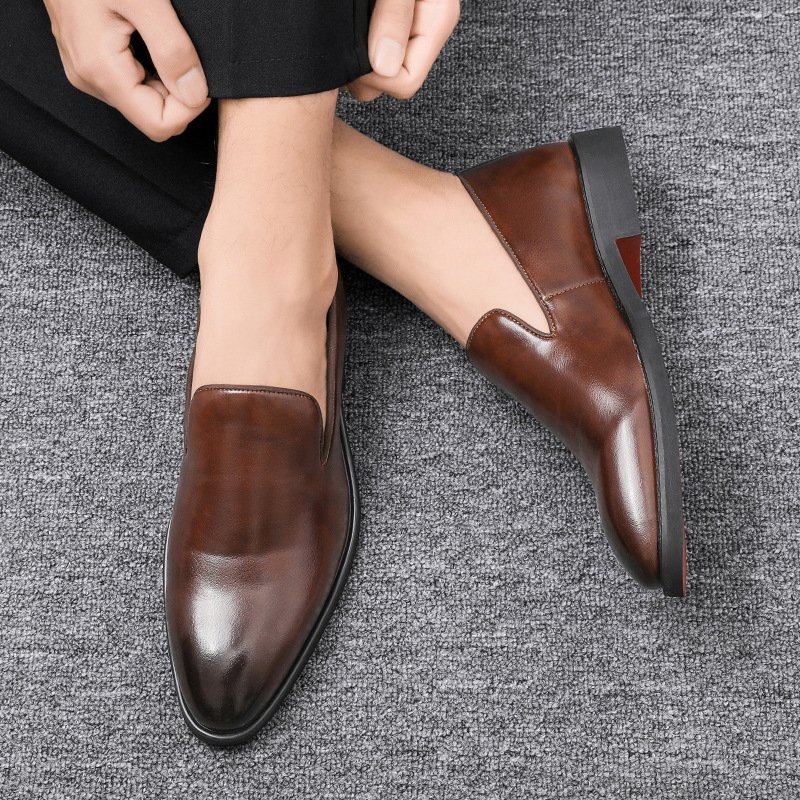 Simple British Style Polished Pointed Leather Shoes - Image 5