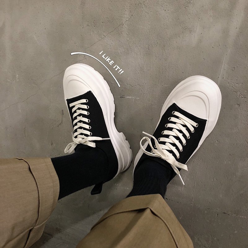Men's Fashion Canvas Stitching Platform Shoes Simple - Image 4