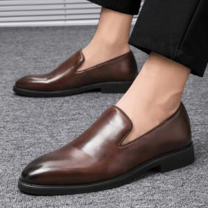 Simple British Style Polished Pointed Leather Shoes