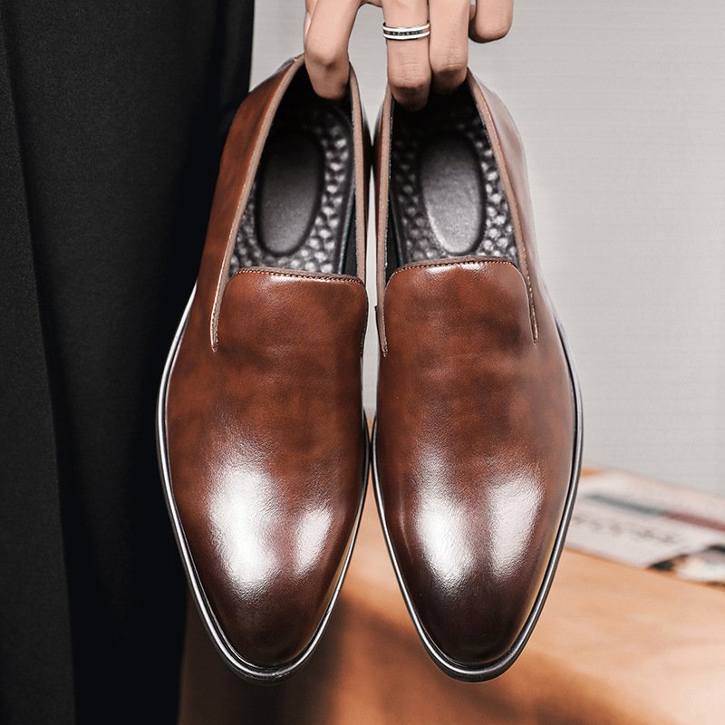 Simple British Style Polished Pointed Leather Shoes - Image 7