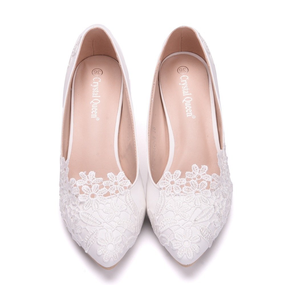 Women's Fashion Simple Lace Flower Wedding Shoes - Image 6