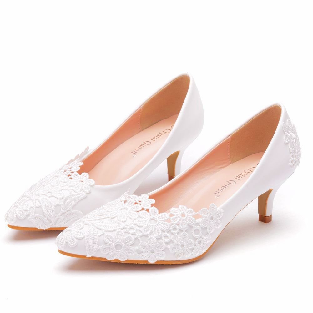 Women's Fashion Simple Lace Flower Wedding Shoes - Image 5